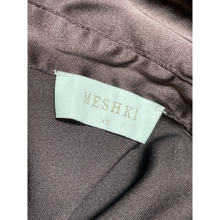 Meshki Women's Black Silk Satin Long Sleeve Button Down Pajama Shorts Set XS/S