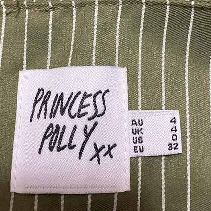 Princess Polly Womens Green Striped Pleated High Rise Mini A-Line Flared Skirt 0