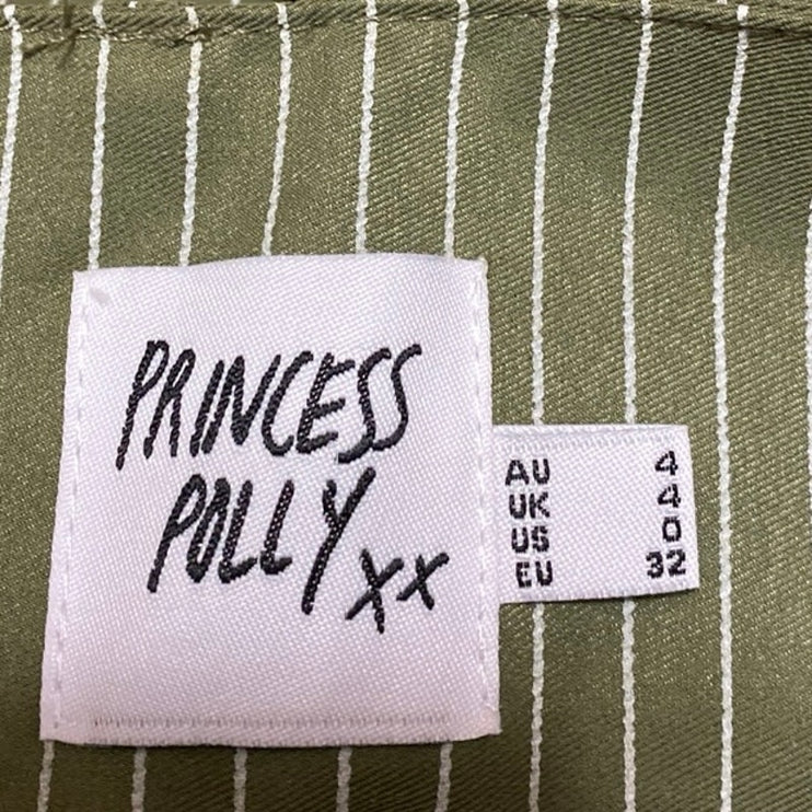 Princess Polly Womens Green Striped Pleated High Rise Mini A-Line Flared Skirt 0