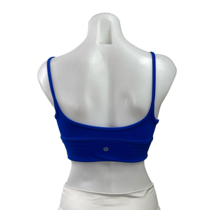 Lululemon Womens Blue Sleeveless V Neck Yoga Athletic Sports Bra Crop Top Size S