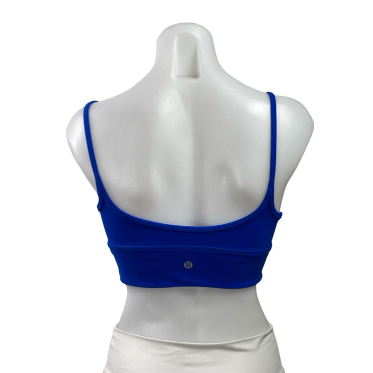 Lululemon Womens Blue Sleeveless V Neck Yoga Athletic Sports Bra Crop Top Size S