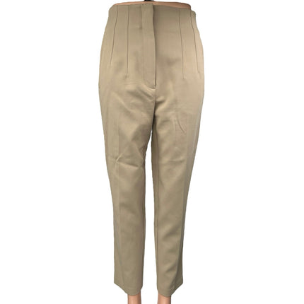 Zara Women's Beige Tan High Waisted Pleated Straight Trouser Dress Pants Size M