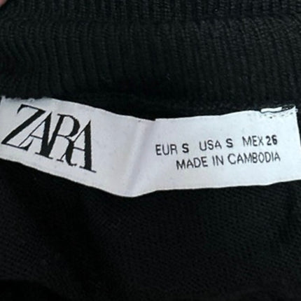 Zara Women Black Turtleneck Knit Stretch Long Sleeve Pullover Sweater Top Size S