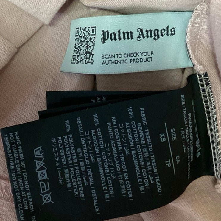 Palm Angels Women's Pink Mountains Panorama Mock Neck Boxy T Shirt Tee Top Sz XS