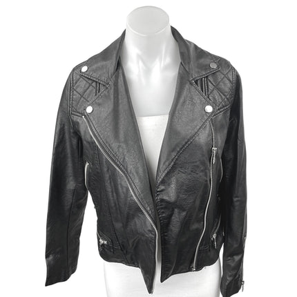 Bernardo Women's Black Faux Leather Vegan Long Sleeve Biker Motorcycle Jacket XS