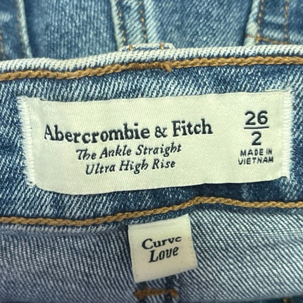 Abercrombie & Fitch Blue Ankle Straight Ultra High Rise Denim Jeans Pants Sz 26