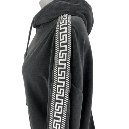 Urban Outfitters Women's Black Velvet Velour Hoodie Hooded Sweatshirt Top Size S