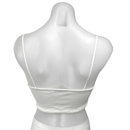 Zara White Ribbed Knit Sleeveless Corset Bustier Cami Tank Crop Top Size S