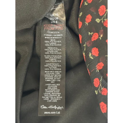 Miss Selfridge Black Floral Rose Halter Ruffle Open Back Sleeveless Blouse Top 6