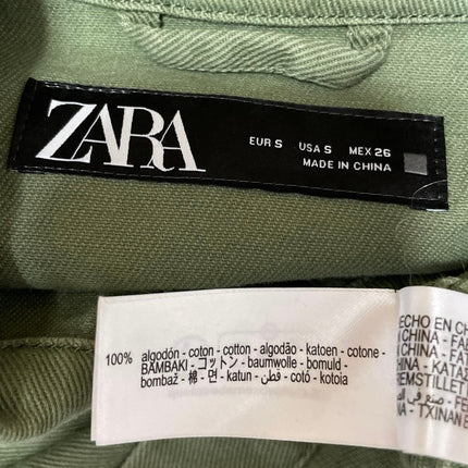 Zara Women's Olive Green Long Sleeves Flap Pockets Utility Overshirt Jacket Sz S