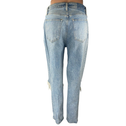 Abercrombie & Fitch The 90s Ultra High Rise Blue Distressed Denim Jeans Size 29