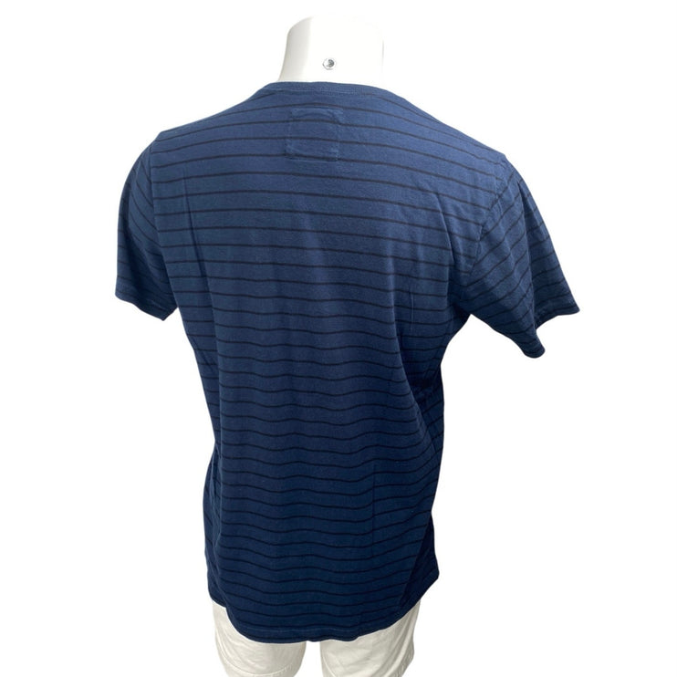 Barney Cools Men's Blue Striped Crewneck Short Sleeve Casual Tee T-shirt Top M