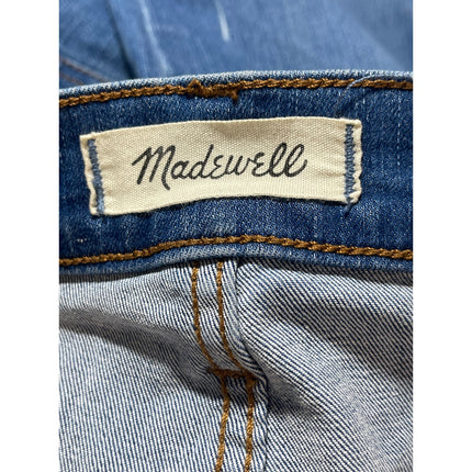 Madewell Cali Demi Boot Blue Distressed Button Fly Bootcut Flared Denim Jeans 25