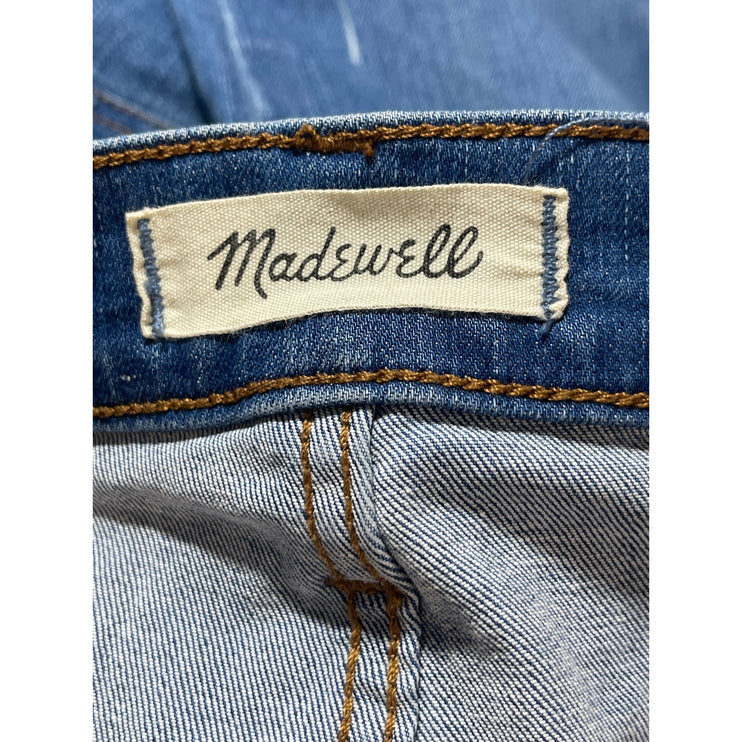 Madewell Cali Demi Boot Blue Distressed Button Fly Bootcut Flared Denim Jeans 25
