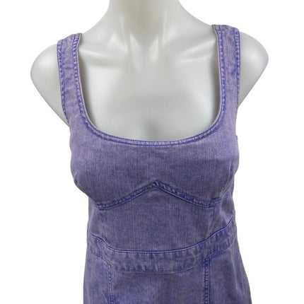 Future Collective Purple Sleeveless Slit Denim Jeans A Line Midi Dress Size 6