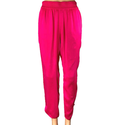 Zara Women's Pink High Waisted Pull On Smocked Trousers Sweat Pants Size XS