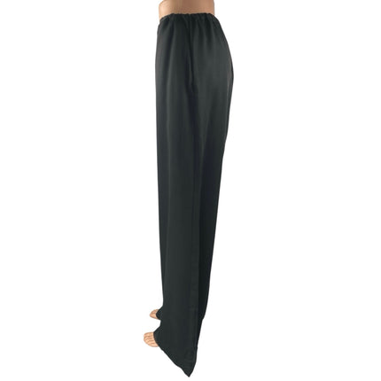 Reformation Women's Black Straight Wide Leg Elastic Waist Trousers Dress Pants L