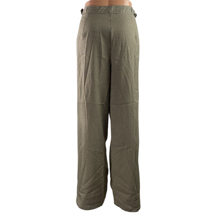 Princess Polly Brown Plaid Checkered High Waisted Wide Leg Trousers Pants Sz 12