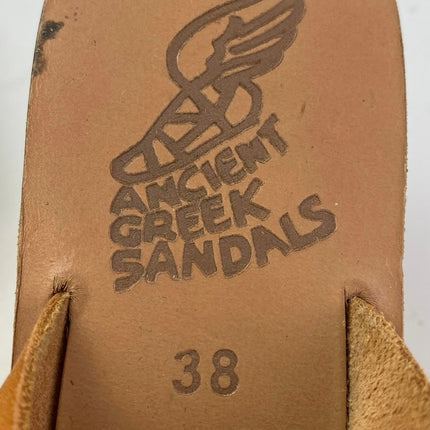 Ancient Greek Sandals Women's Brown Leather Open Toe Slingback Wedge Heels Sz 8