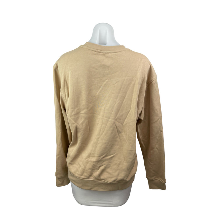 Adidas Original Crest Embroidery Beige Sports Athletic Sweater Sweatshirt Top M