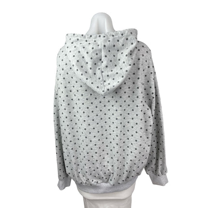 Cider Women's Gray Black Polka Dots Long Sleeve Hoodie Hooded Sweatshirt Top XL