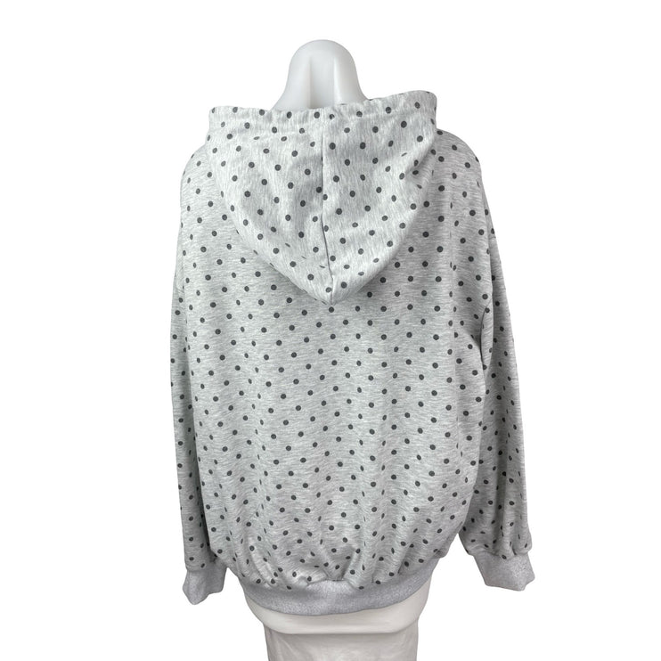 Cider Women's Gray Black Polka Dots Long Sleeve Hoodie Hooded Sweatshirt Top XL