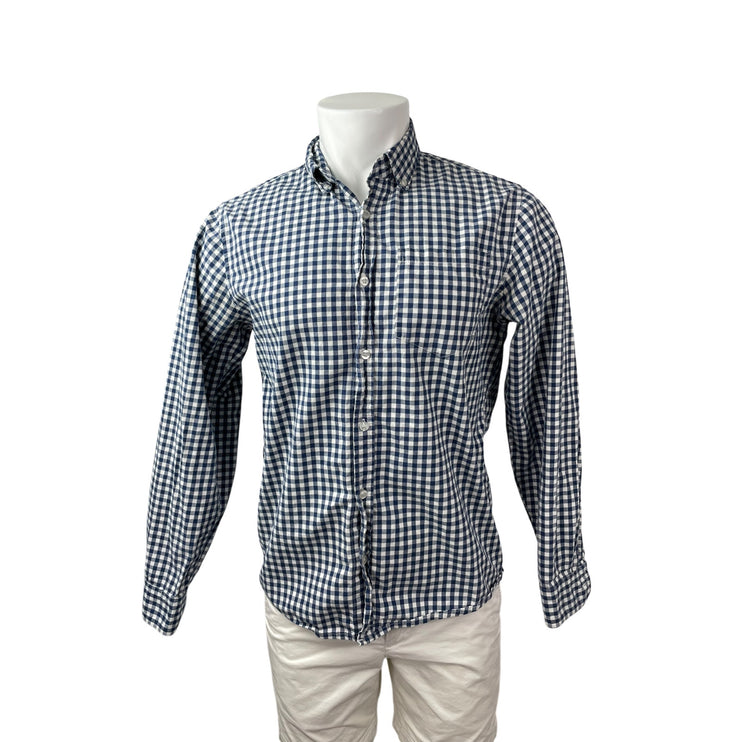 Chor Clothing Co Men's Blue Gingham Check Long Sleeve Button Down Shirt Top M