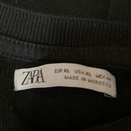 Zara Women's Black Knit Short Sleeve Crew Neck Classic Tee T-Shirt Top Size XL