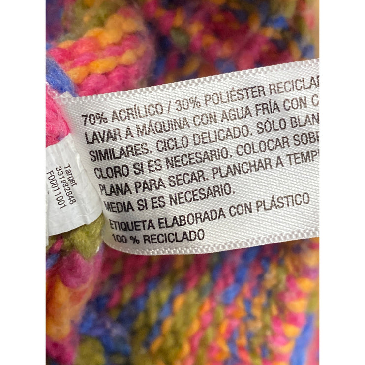Wild Fable Multicolor Space Dye Crochet Long Sleeve Crop Pointelle Sweater Top S