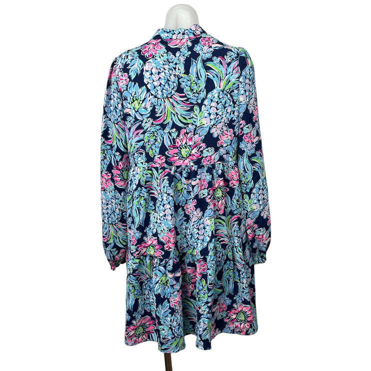 Lilly Pulitzer Multicolor Tropical Floral Long Sleeve Mini Swing Shift Dress S