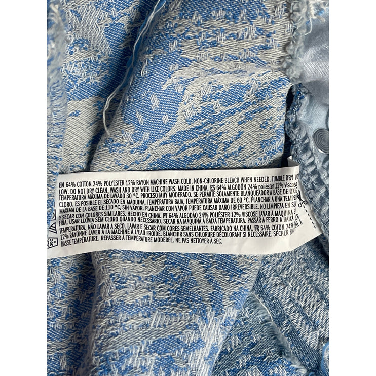 Forever 21 Light Blue Acid Wash Faded Distressed Frayed Hem Mini A-Line Skirt XL