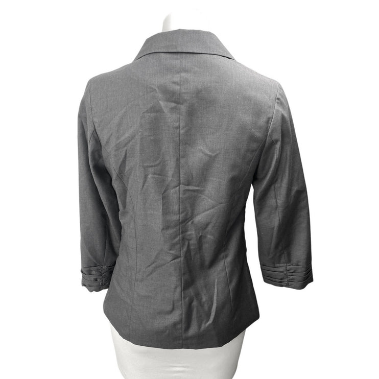 Doki Geki Women's Long Sleeve Gray Single Button Blazer Coat Suit Jacket Size S