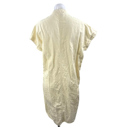Aritzia Wilfred Beige Linen Short Sleeve Button Midi Polo Shirt Shift Dress XS