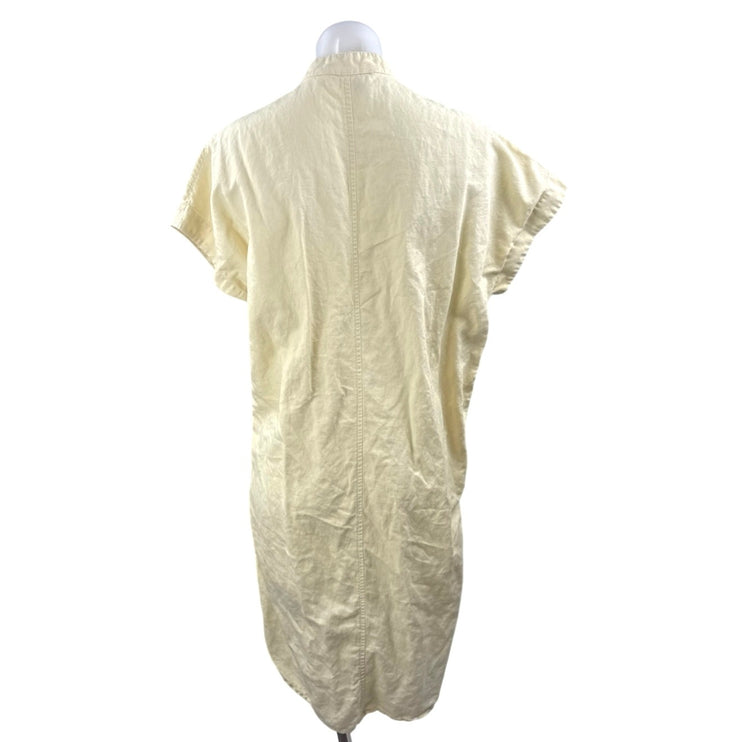 Aritzia Wilfred Beige Linen Short Sleeve Button Midi Polo Shirt Shift Dress XS