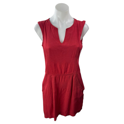 Theory Women's Red Sleeveless Notch V Neck Pocket Tank Sheath Mini Dress Size 0