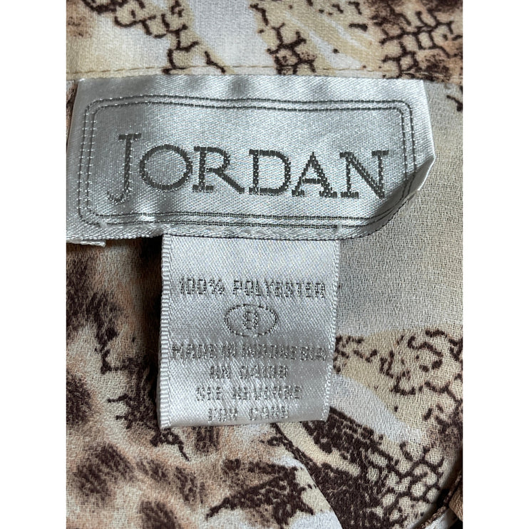 Jordan Animal Floral Print Collared Long Sleeve Button Down Shirt Blouse Top S