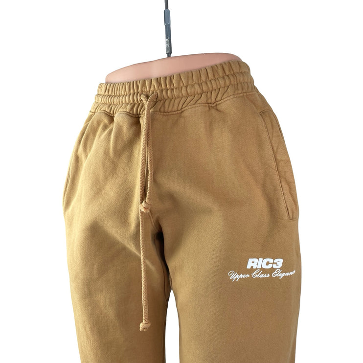 RIC3 Women's Tan High Waisted Fleece Lined Tapered Jogger Sweat Pants Size S