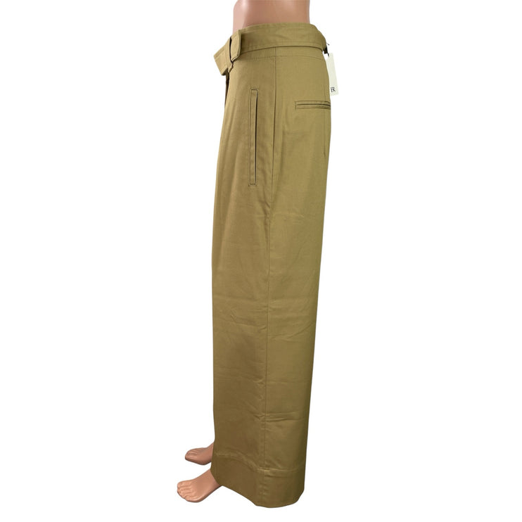 NEW Banana Republic Oceanside Tan Wide Leg Belt Cropped Trousers Pants Size 8