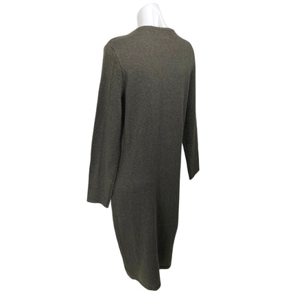 Rachel Zoe Olive Green Knit Long Sleeve Crew Neck Midi Shift Sweater Dress Sz XL