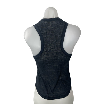 Lululemon Women's Black Ribbed Sheer Crew Neck Sleeveless Muscle Tank Top Size 4