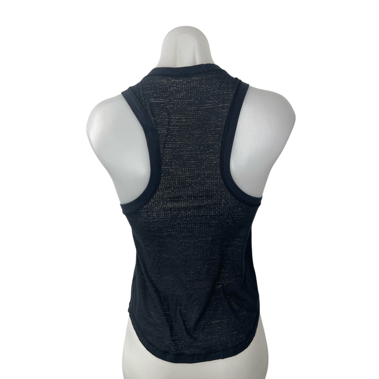 Lululemon Women's Black Ribbed Sheer Crew Neck Sleeveless Muscle Tank Top Size 4