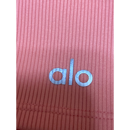Alo Yoga Women's Coral Ribbed Knit Yoga Workout Running Athletic Crop Top Size S