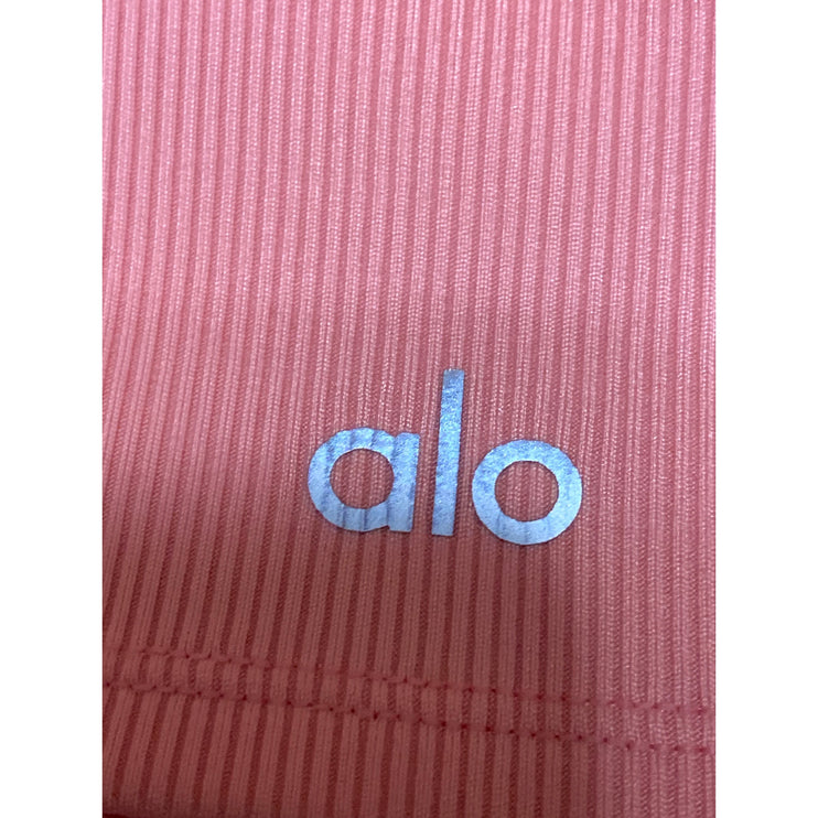 Alo Yoga Women's Coral Ribbed Knit Yoga Workout Running Athletic Crop Top Size S