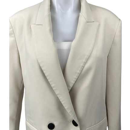 Zara Cream White Double Breasted Notch Collar Button Blazer Coat Jacket Size S