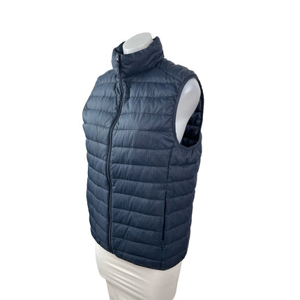 Uniqlo Ultra Light Houndstooth Women's Blue Full Zip Puffer Vest Jacket Size S