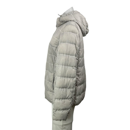 Uniqlo Gray Silver Long Sleeves Hooded Ultra Light Down Parka Coat Jacket Sz M