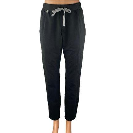 Figs Women's Black Drawstring Mid Rise Tapered Medical Nurse Scrub Pants Size XS