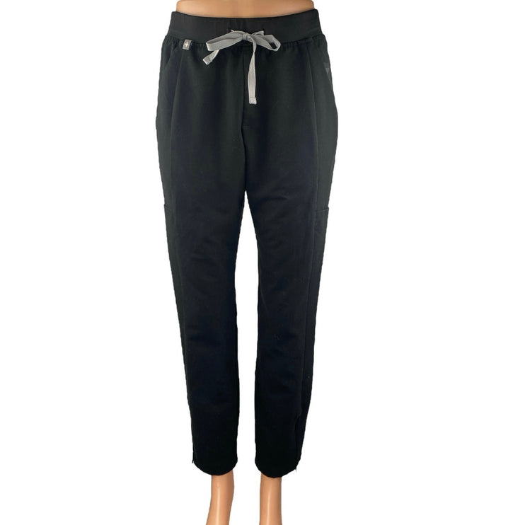 Figs Women's Black Drawstring Mid Rise Tapered Medical Nurse Scrub Pants Size XS