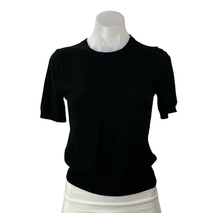 Zara Women's Black Knit Short Sleeve Crew Neck Pullover Sweater Top Size M