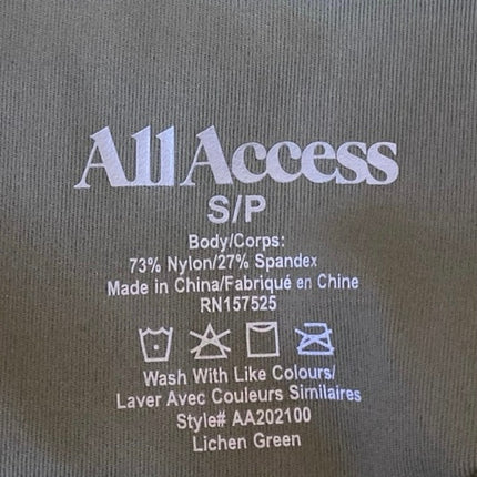 All Access Women's Green Sleeveless Square Neck Cami Sports Bra Crop Tank Top S